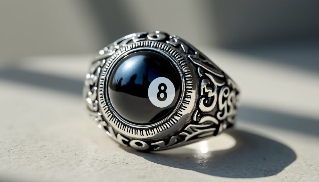 découvrez la bague stussy argentée 8 ball, un accessoire streetwear tendance qui apporte une touche urbaine et stylée à votre look.